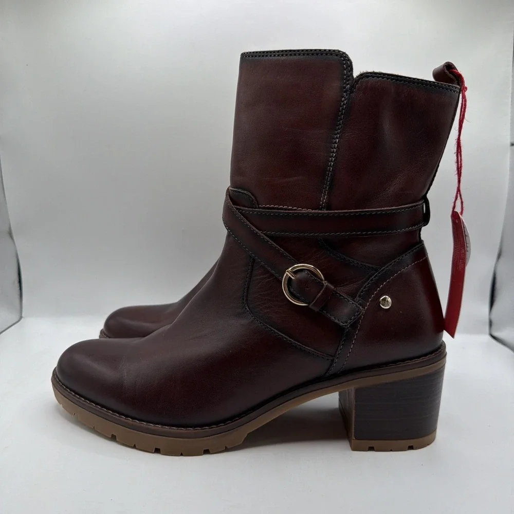 NWT Pikolinos Llanes W7H-8507 Caoba Brown Ankle Boots Size 39 US 9